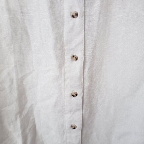 Onia Air Linen Shirt Dress Size XL White Button Front NEW Sleeveless Coastal - Picture 3 of 9